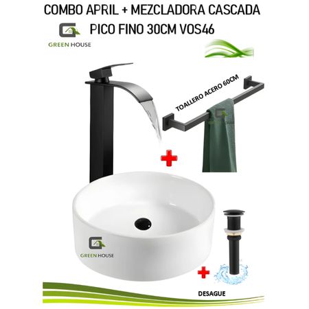 COMBO APRIL MEZCLADORA CASCADA PICO FINO 30CM VOS46