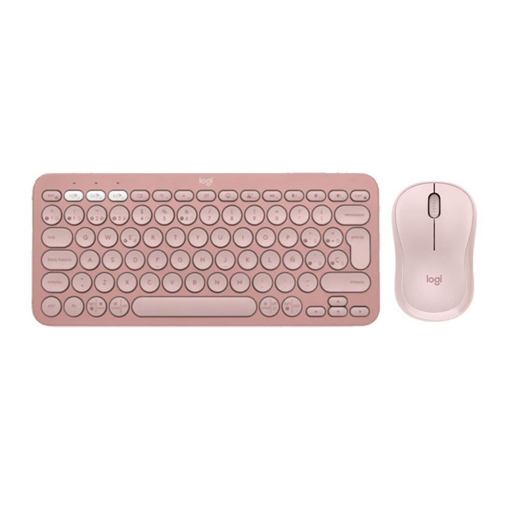 LOGITECH TECLADO K380S Y MOUSE M240 COLOR ROSADO