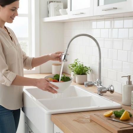 Grifo Mezcladora de pared 8 pulgadas agua fria y caliente flexible