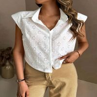 Blusa de Verano mujer Elvira Blanco con hombreras - Talla M