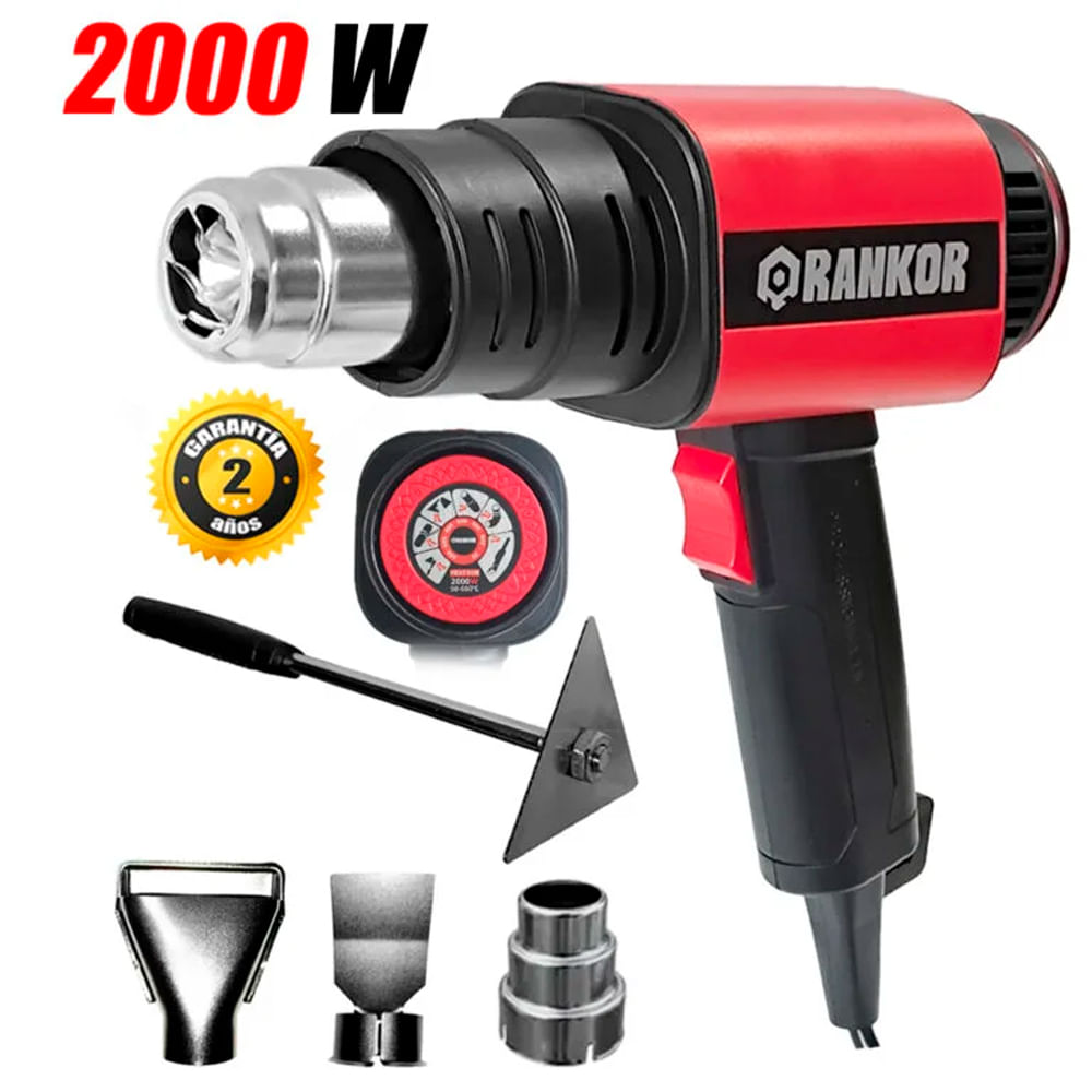 Pistola de Calor Aire Caliente Rankor RHG200002 50  a 650 Grados Dobla Tubos