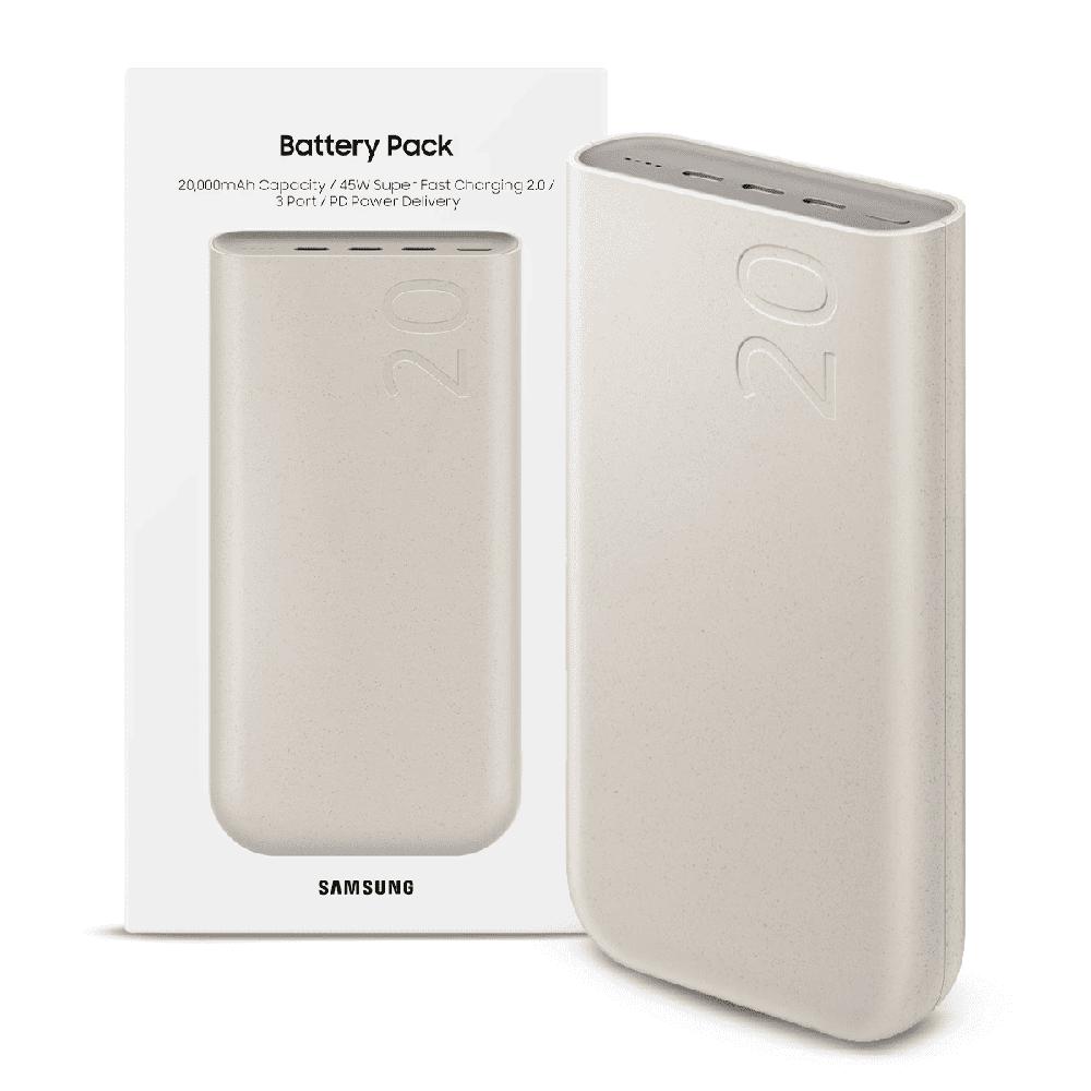 Power Bank Samsung 20000 Mah 45w Tipo C Super Carga Rápida Beige