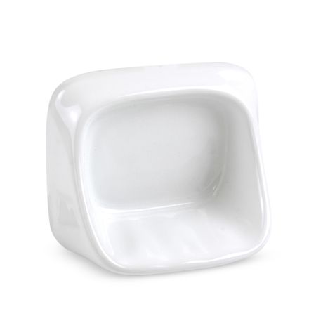 Jabonera de Loza Trebol Blanca Brillante de 15x14x9cm