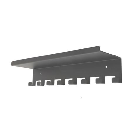Perchero de Pared Modelo Percha Gris Ducasse con 8 Ganchos y Repisa