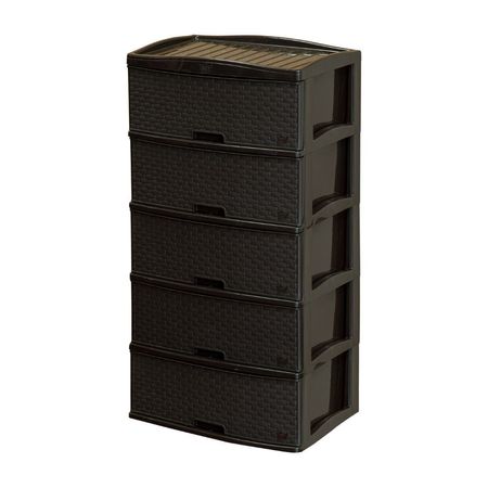 Comoda Kusi Ratan 5 Pisos Marrón Moro Ckr01 Reyplast