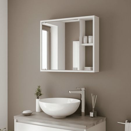 Gabinete Botiquin para Baño con Espejo Rectangular 61x38cm Mininova Blanco Espejos Monterrey