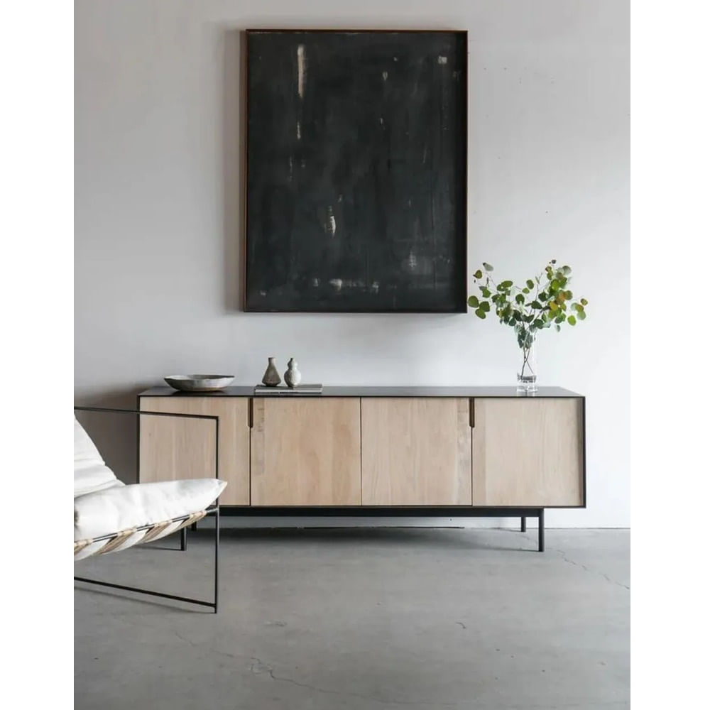 Aparador Moderno Matías Melamina Canto Grueso Negro/Manzano TU MESITA