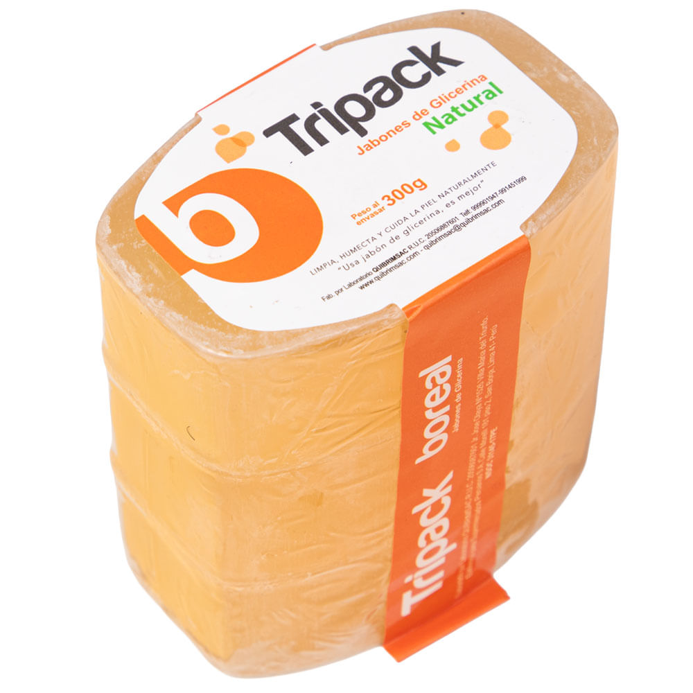 Jabón de Glicerina BOREAL Natural Barra 100g Paquete 3un