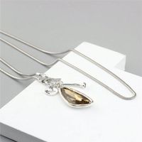Collar largo Crystal con colgante ajustable para mujer Plateado Talla única