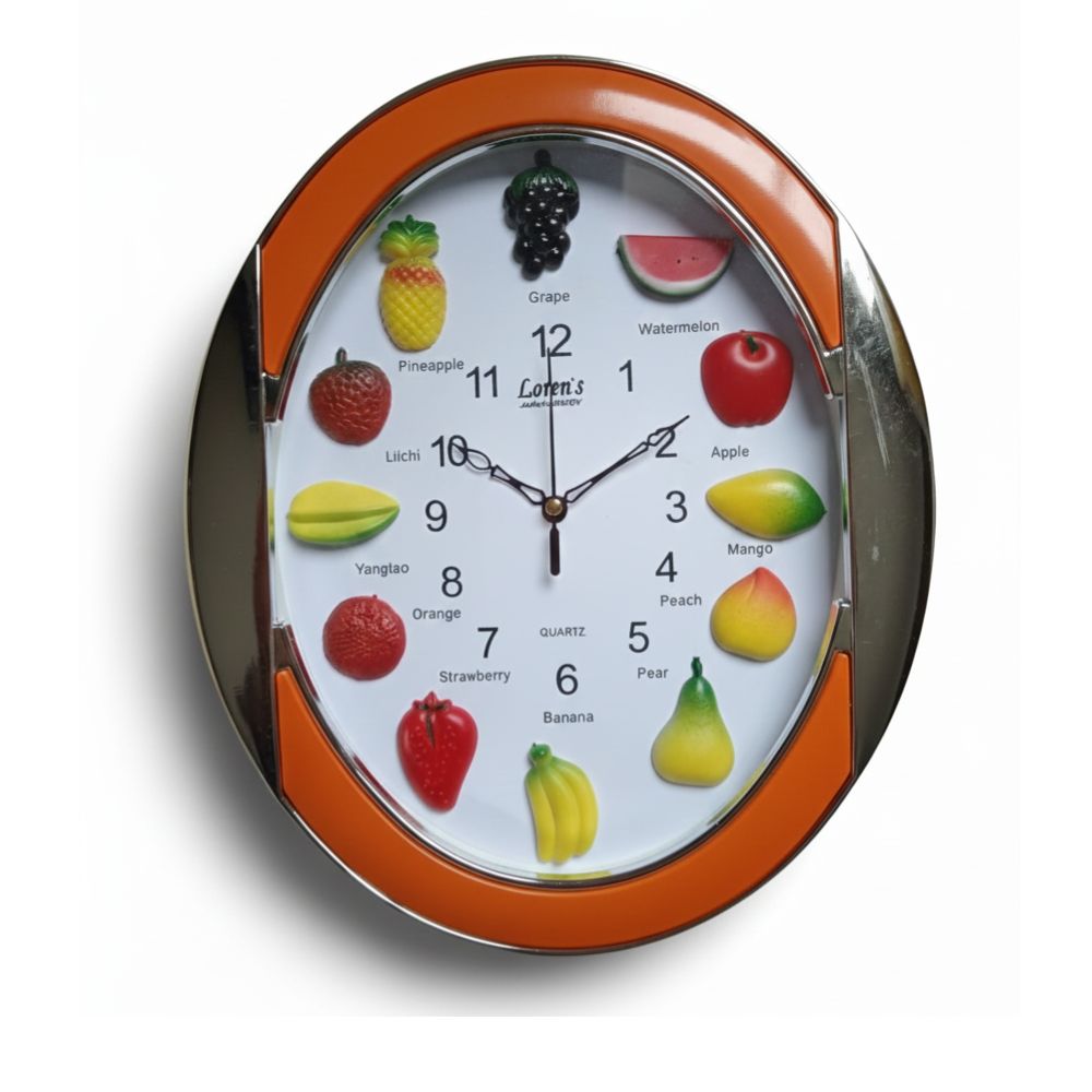Reloj de Pared de Frutas Ovalado  Decoración de Cocina Moderna