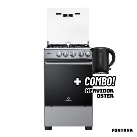 Cocina De Pie INDURAMA a Gas 4 Hornillas FONTANA - Hervidor OSTER NEGRO