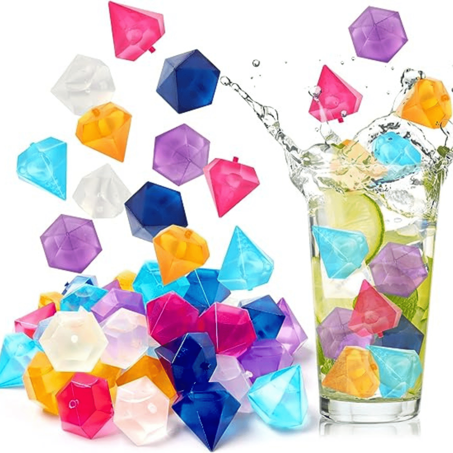 Cubos de Hielo de Colores Reutilizable Diamante 10Unid