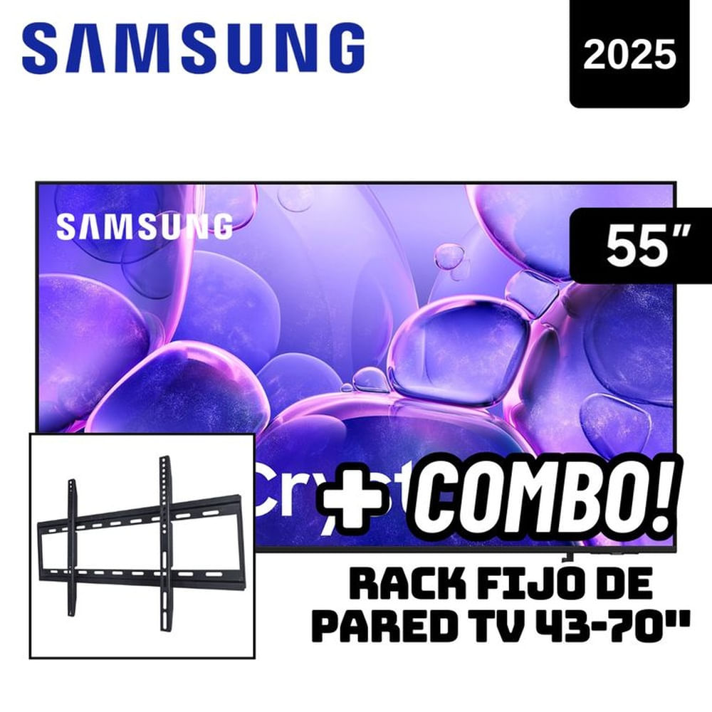 TELEVISOR SAMSUNG 55 SMART TV TIZEN OS 4K CRYSTAL UHD LED 2025 - UN55U8000FGXPE - RACK FIJO