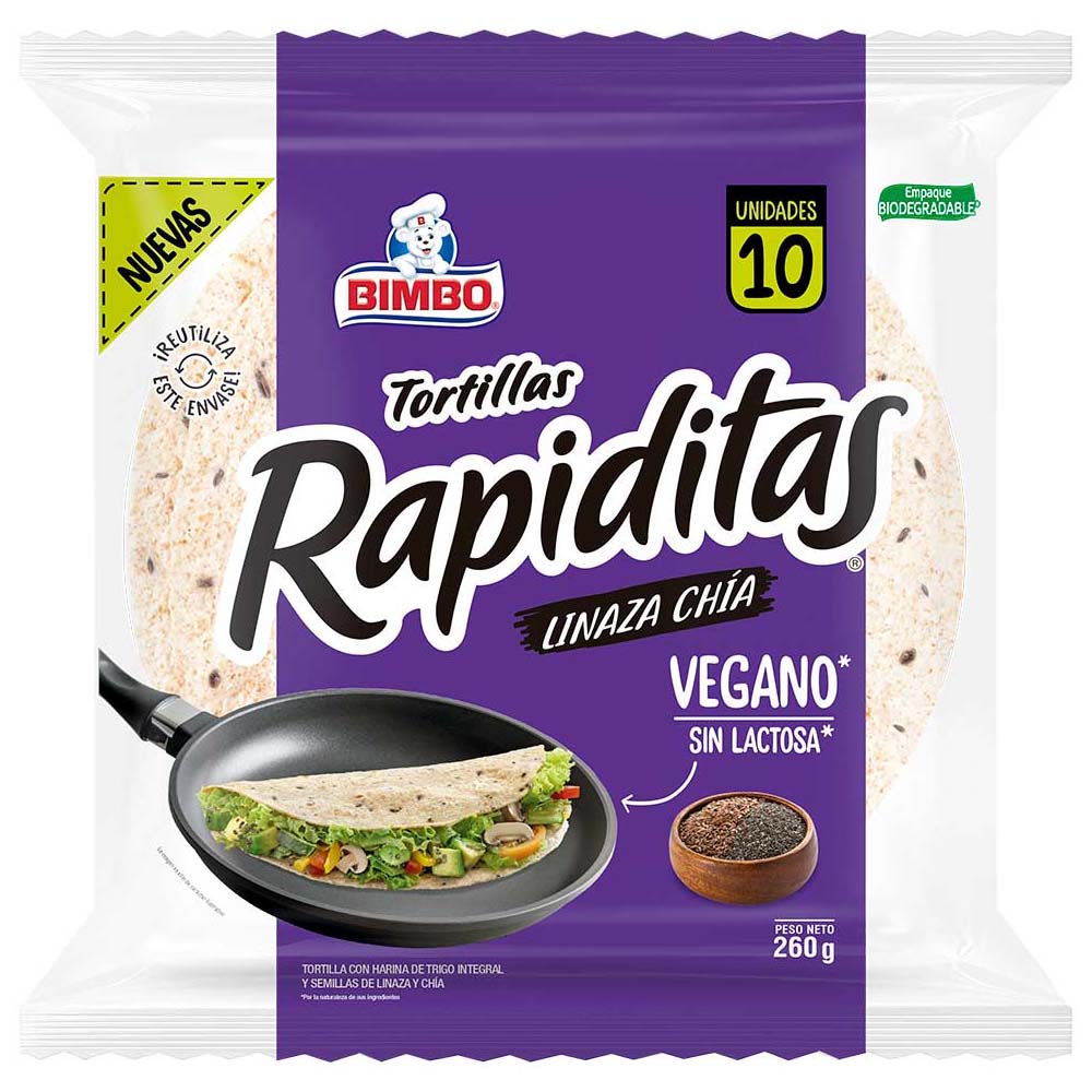 Tortillas BIMBO Rapiditas de Linaza y Chía Bolsa 10un
