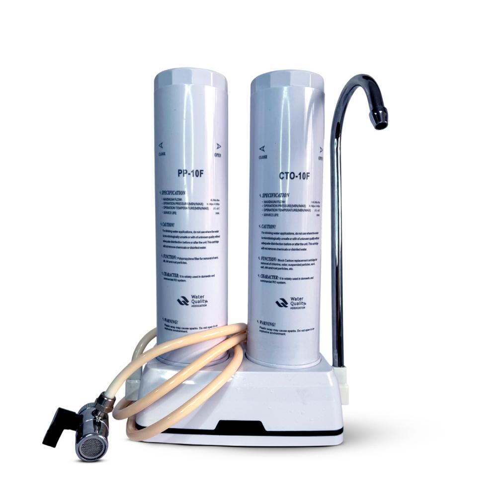 Purificador de agua KWF-2 sistema doble genérico sobre el lavadero