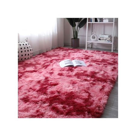 Alfombra De Felpa Piso Decorativo 150cm x 80cm Rosa Rojo