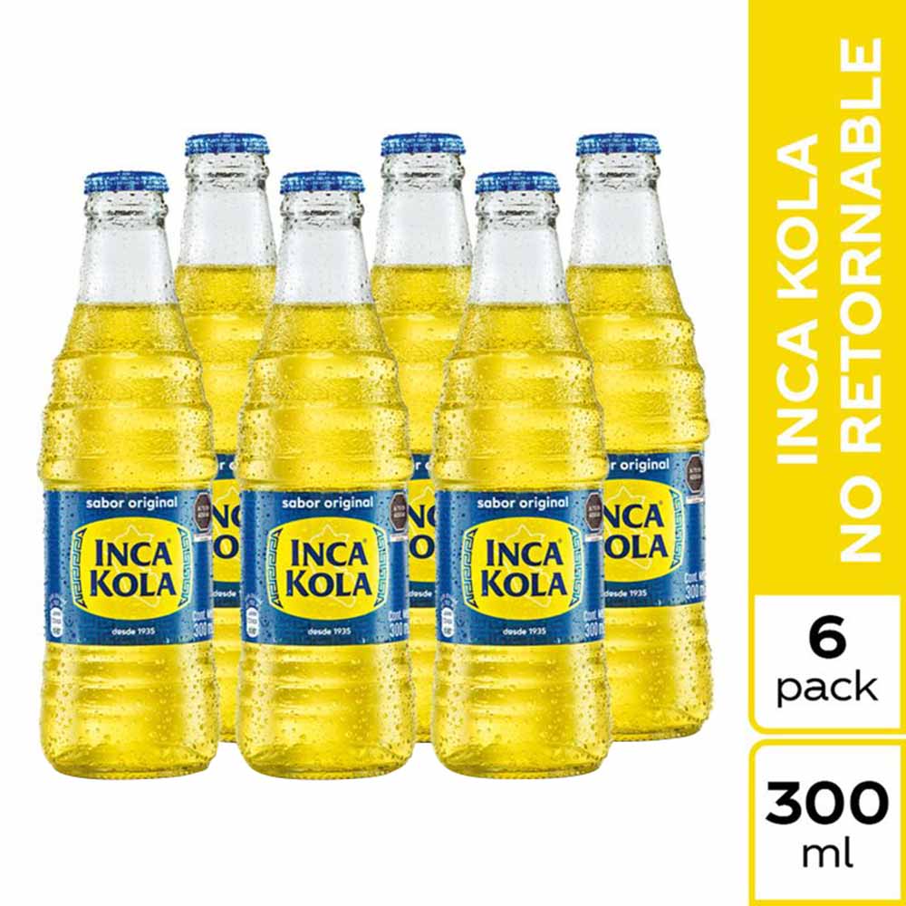 Gaseosa INCA KOLA Botella Vidrio 300ml Paquete 6un