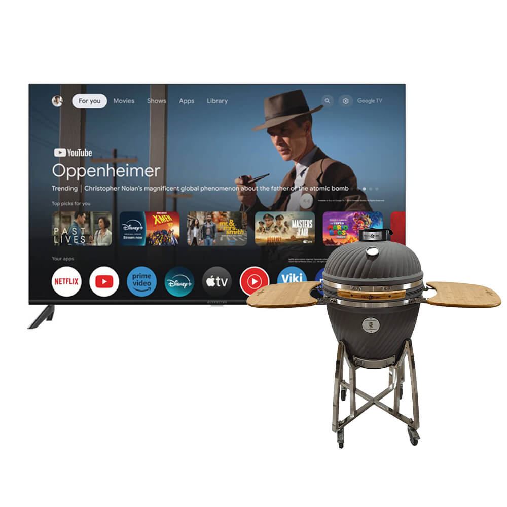 Televisor Blackline QLED 75"" UHD 4K Smart TV BL75-T6000QD + Kamado BLACK FLAME 22"" Gris