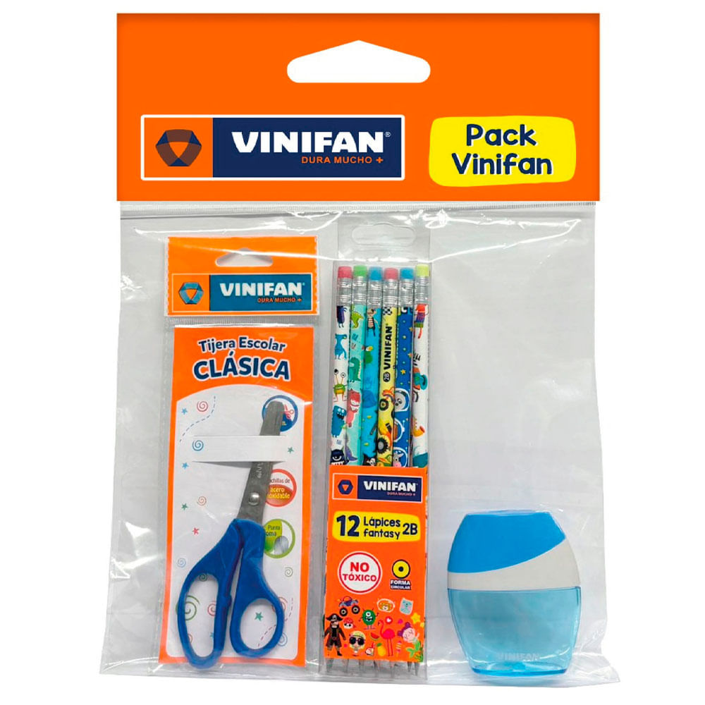 Pack VINIFAN Junior Lápices Fantasy 2B 12un + Tijera + Tajador