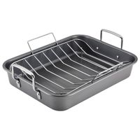 Bandeja rostizadora Farberware antiadherente con parrilla 30.5 cm x 40.6 cm Gris