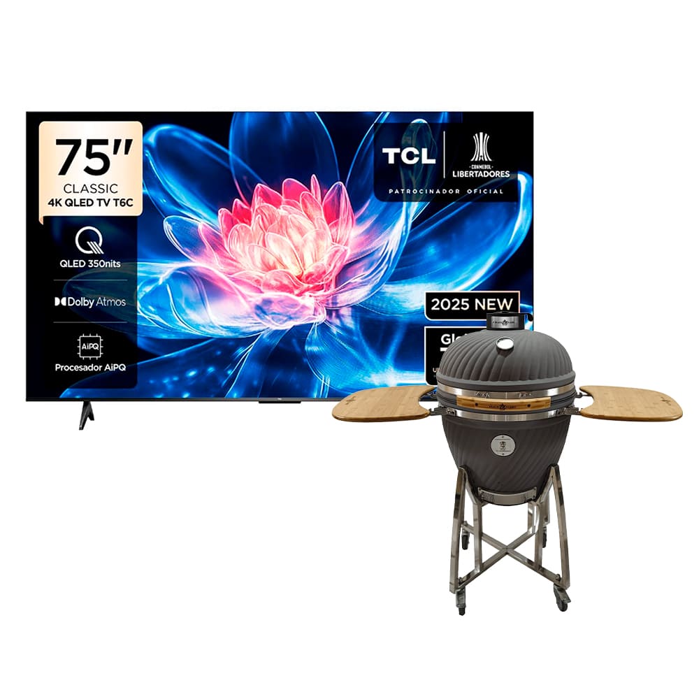 Televisor QLED 75"" UHD 4K Smart TV 75T6C + Kamado BLACK FLAME 22"" KS-22-SP-B Negro