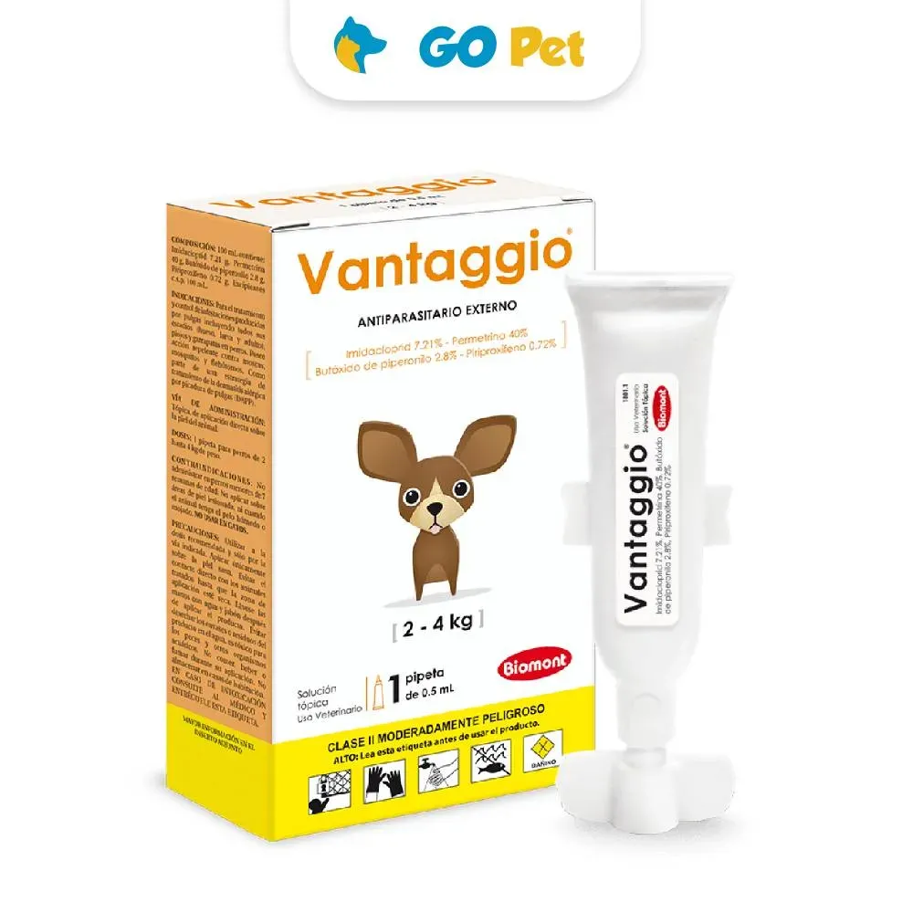 Vantaggio 2 a 4 Kg 0.5 Ml x 1 pipeta Antipulgas para Perro