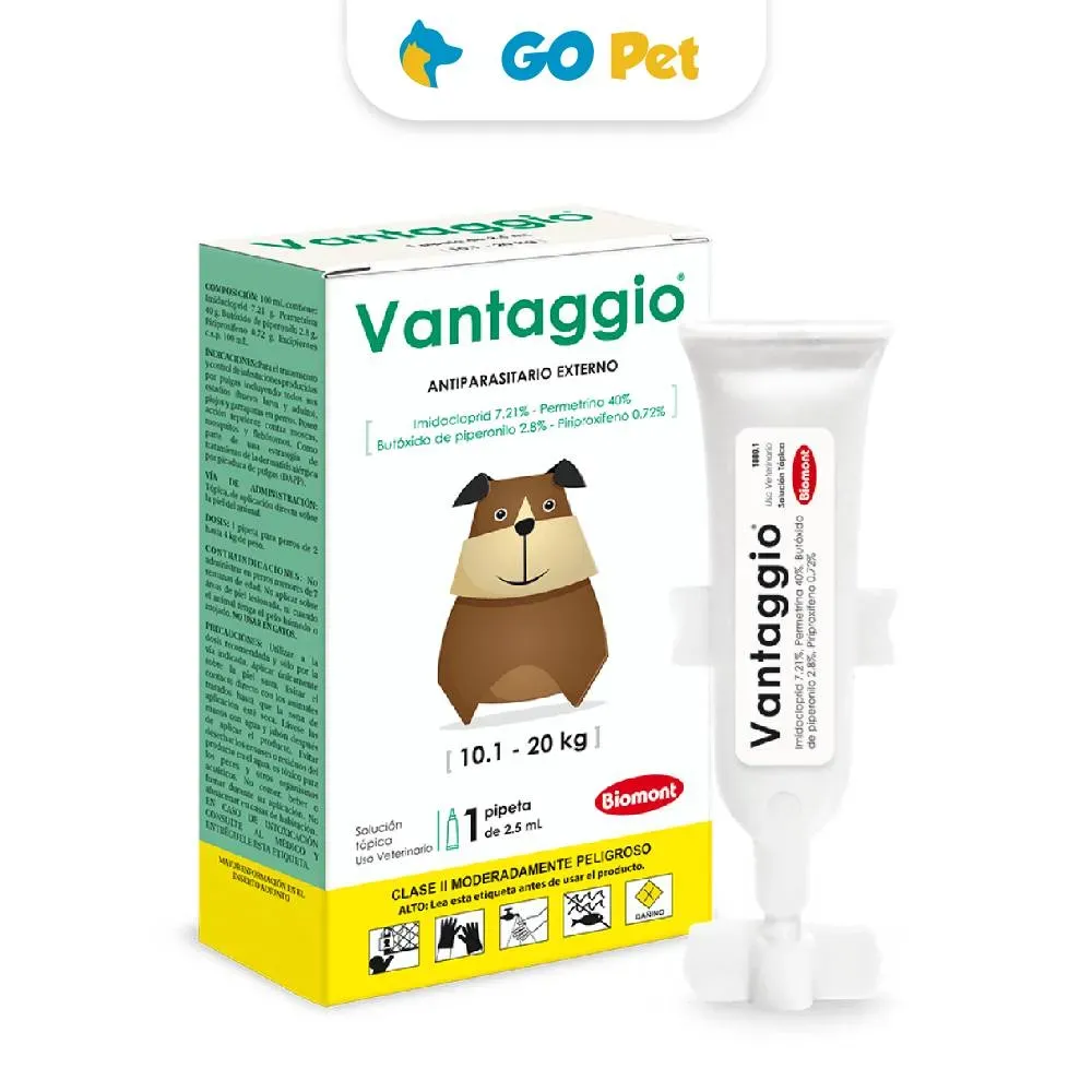 Vantaggio 10 a 20 Kg 2.5 Ml x 1 Pipeta Antipulgas para Perro