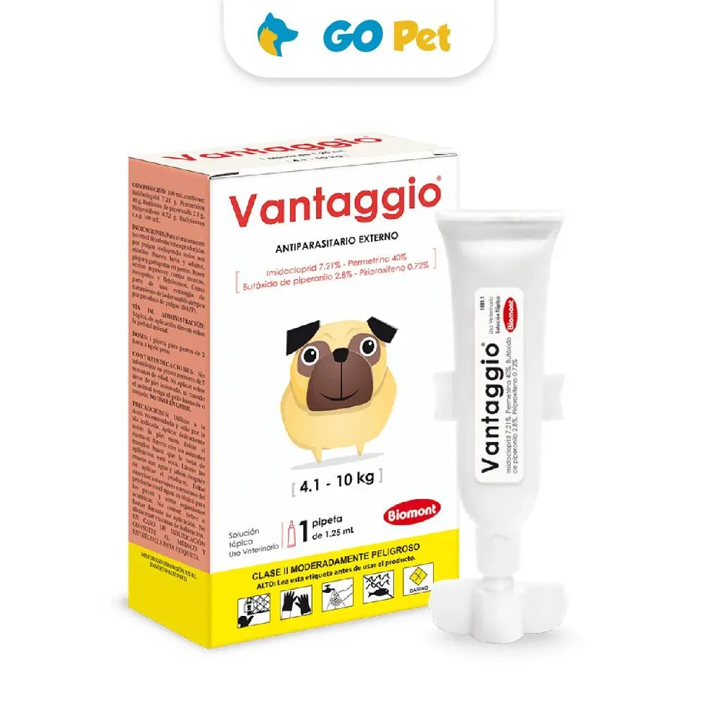 Vantaggio 4 a 10 Kg 1.25 Ml x 1 Pipeta Antipulgas para Perro