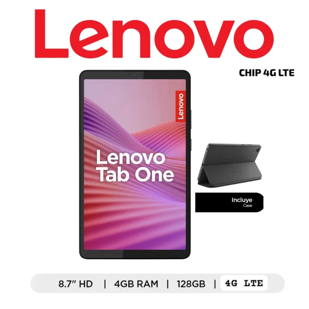 TABLET LENOVO TAB ONE 8PULGAD. RAM 4GB SSD 128GB CON ENTRADA CHIP y FOLIO CASE MOD TB305XU