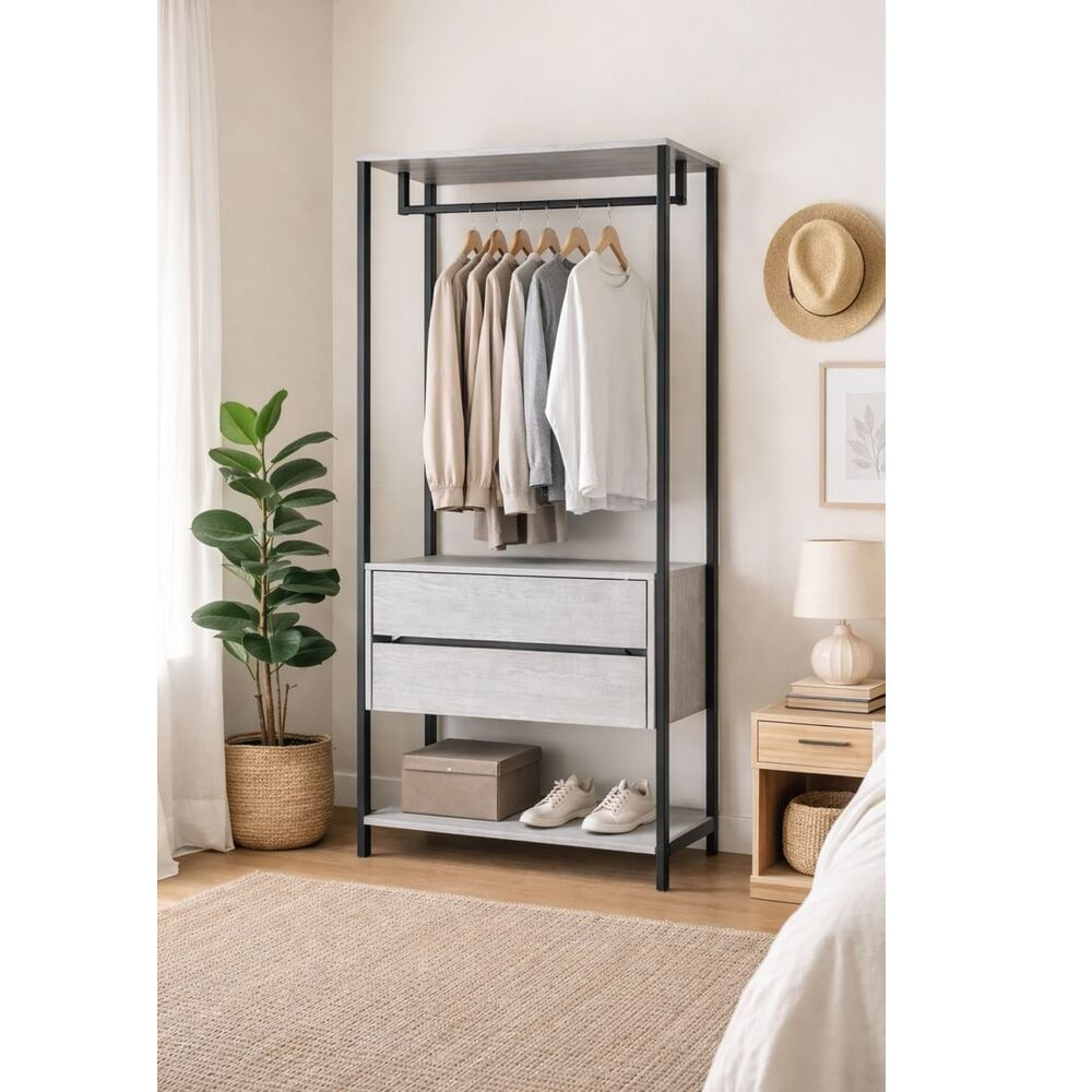 Ropero Moderno Miguel Color Niebla con Perchero TU MESITA