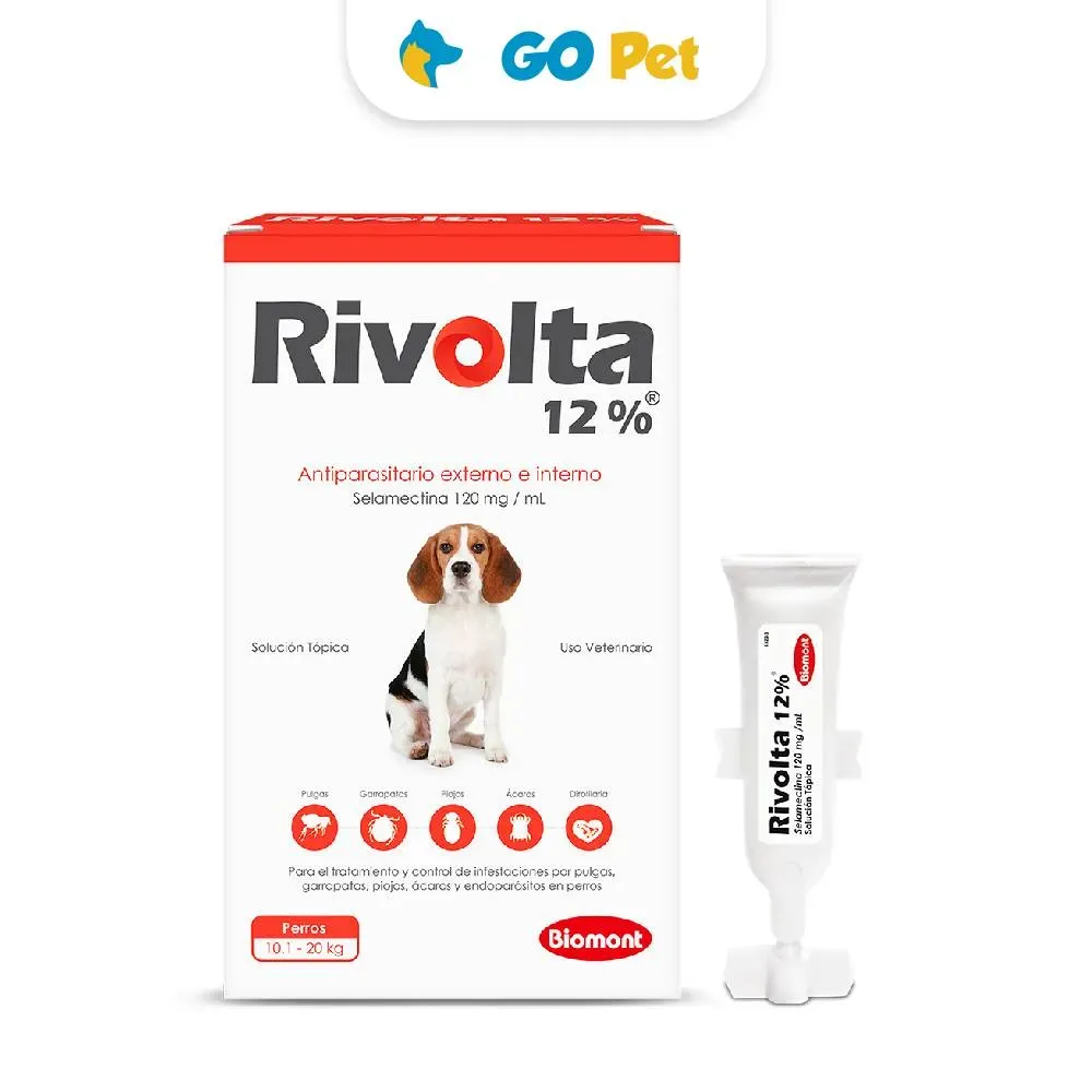 Rivolta 0.12 (10.1 - 20 Kg) x 1 Pipeta - Antipulgas y Antiparasitario para Perros