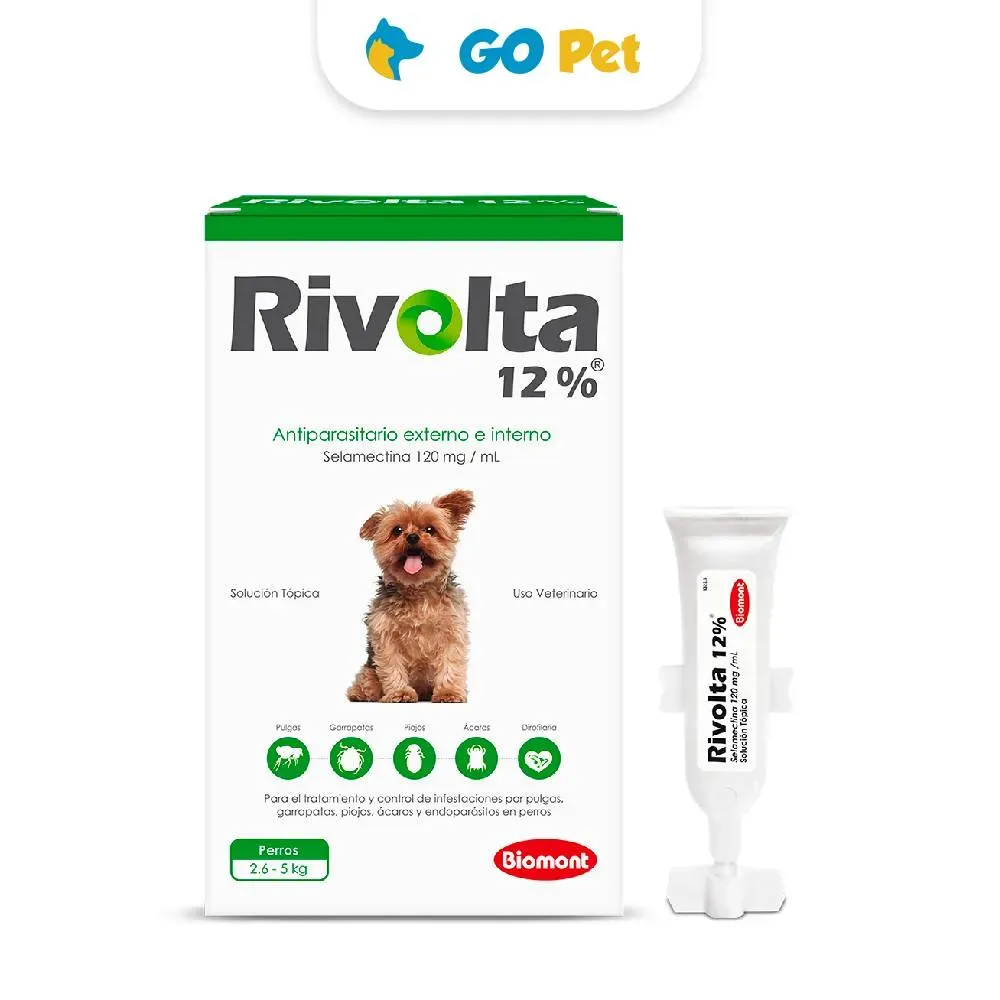 Rivolta 0.12 (2.6 - 5 Kg) x 1 Pipeta - Antipulgas y Antiparasitario para Perros