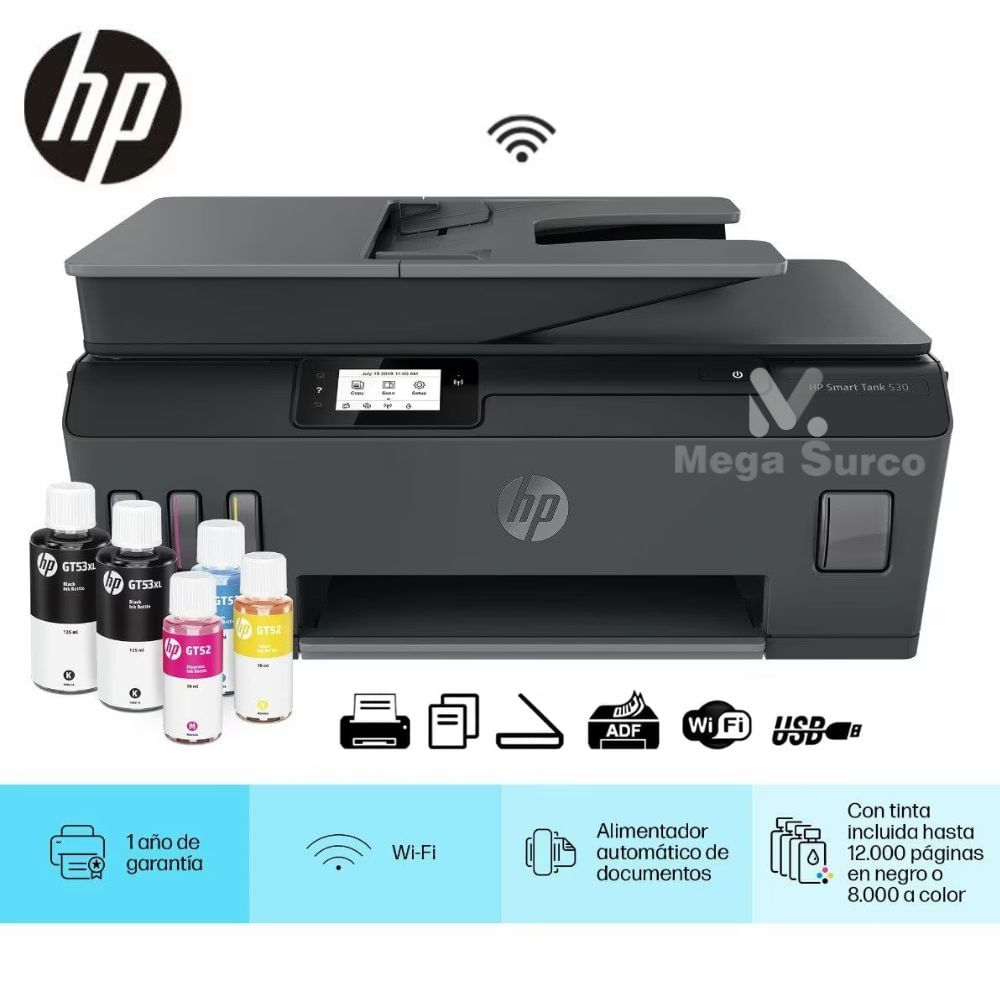 IMPRESORA MULTIFUNCIONAL HP SMART TANK 530 COLOR WI-FI ADF