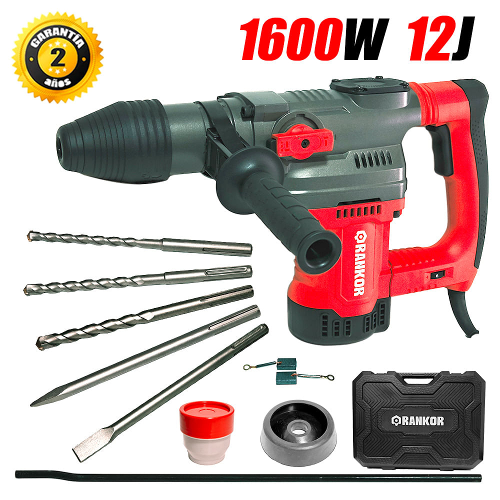 Martillo Perforador Rotomartillo SDS-Max Rankor RH160001 1600W 40mm 12J 6.3 kg