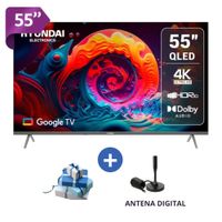 TELEVISOR HYUNDAI 55 QLED SMART TV GOOGLE TV 4K UHD - HYLED5529QG CON ANTENA DIGITAL