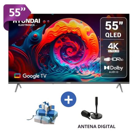 TELEVISOR HYUNDAI 55 QLED SMART TV GOOGLE TV 4K UHD - HYLED5529QG CON ANTENA DIGITAL