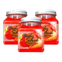 PACK 3 EXFOLIANTE CORPORAL BASE DE SAL DE MAR Y FRESA 500ML WOKALI