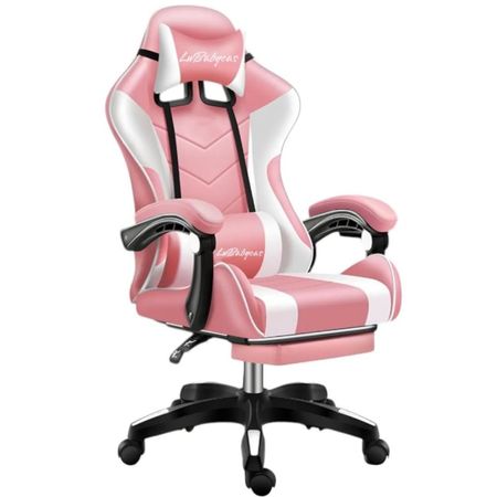 Silla Gamer Rosa Pro Con Masajeador Ergonomica Reclinable Posapies y Cojin