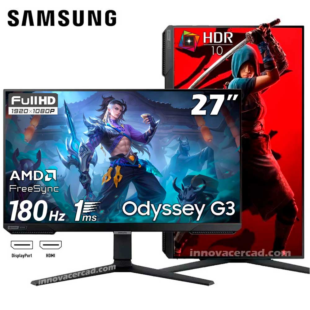 Monitor Samsung Odyssey G3 27 VA Full HD 1920 x 1080 180Hz 1MS HDR10 AMD FreeSync