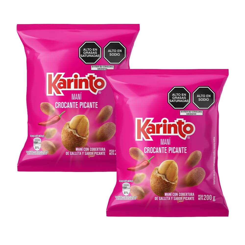 Pack Maní KARINTO Crocante Picante Bolsa 200g Paquete 2un