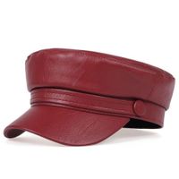 Gorra Boina Militar Inglesa Mujer - Rojo oscuro Cuerina Burdeos M