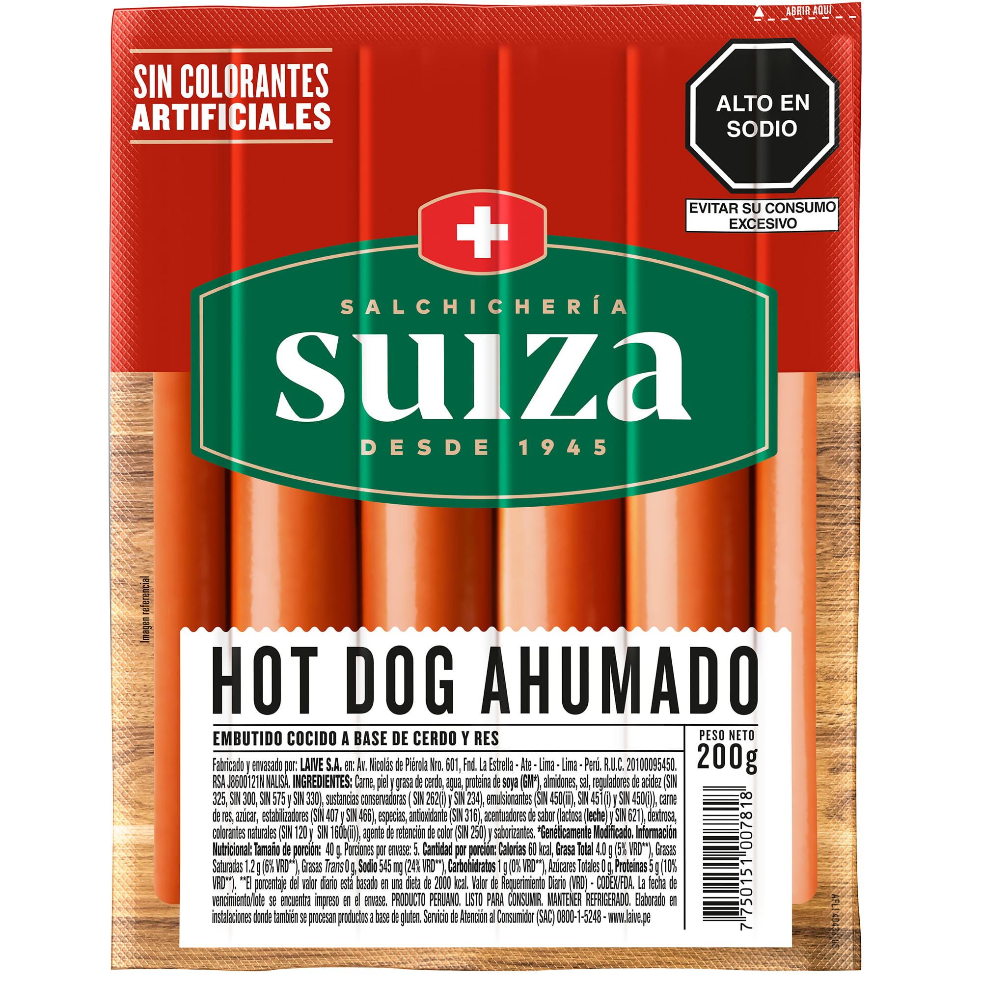 Hot Dog Ahumado SALCHICHERÍA AHUMADO Paquete 200g