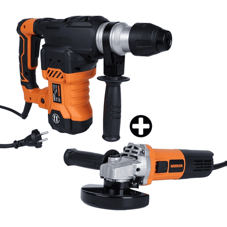 Combo Werken: Rotomartillo SDS Plus 1300w 5kg + Amoladora 4.5
