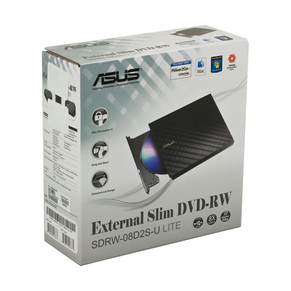 Lectora Grabadora Externa ASUS Slim CD - DVD Negro USB