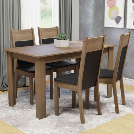 Juego de Comedor Cali con 4 Sillas - Marrón y Negro