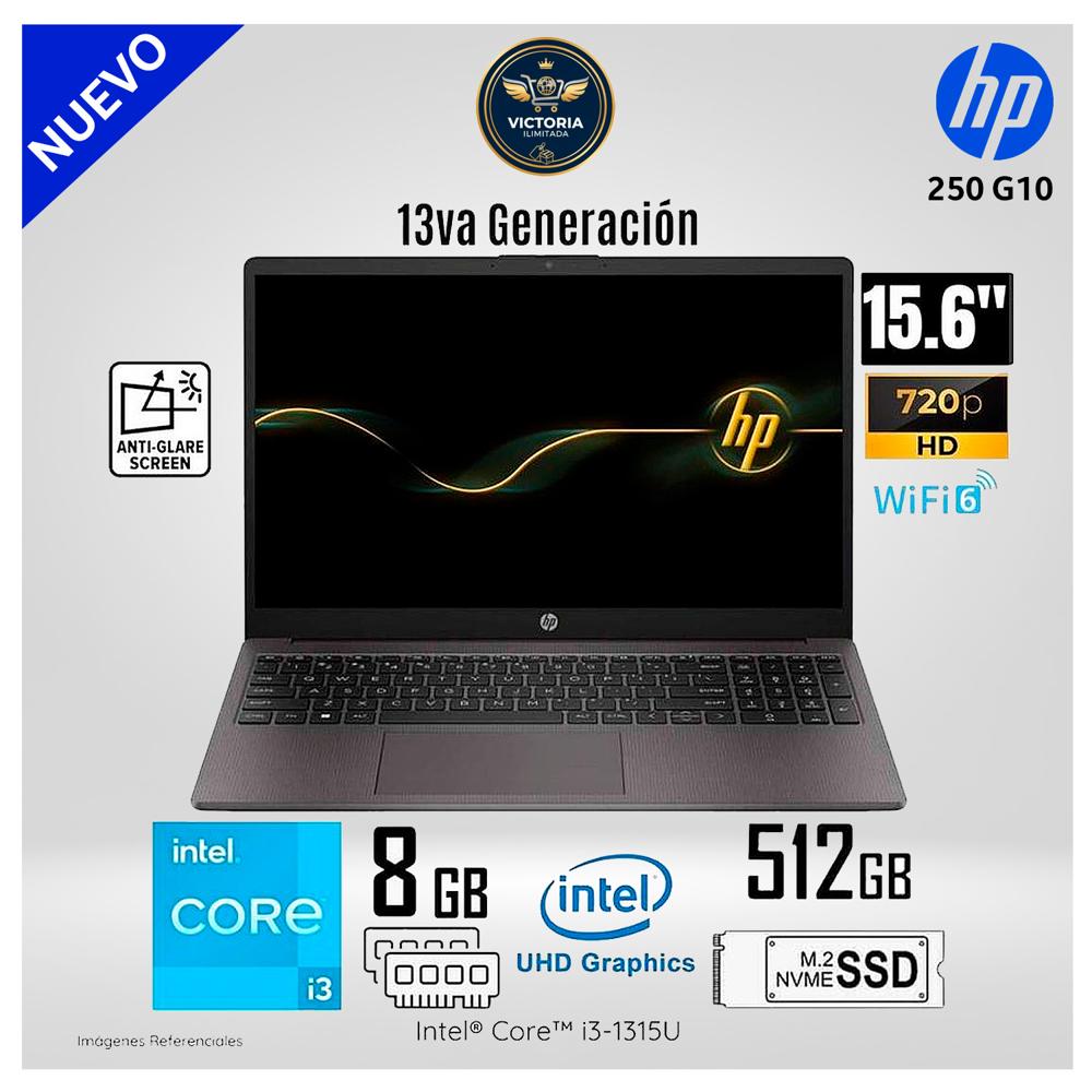 Laptop HP 250 G10 Intel Core i3-1315U 8GB RAM 512GB SSD 15.6 HD Free Dos A29CMLA