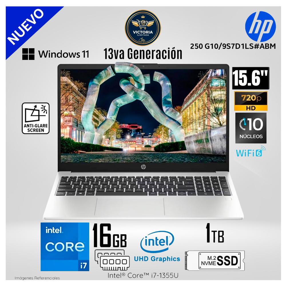 Laptop HP 250 G10 Intel Core i7-1355U 16GB RAM 1TB SSD 15.6 HD Silver - 9S7D1LS