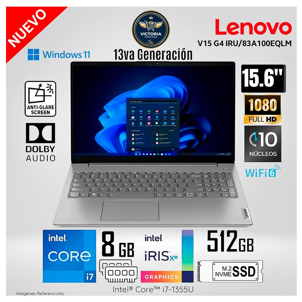 Laptop Lenovo V15 G4 IRU Intel Core i7-1355U 8GB RAM 512GB SSD 15.6 FHD Iron Grey- 83A100EQLM