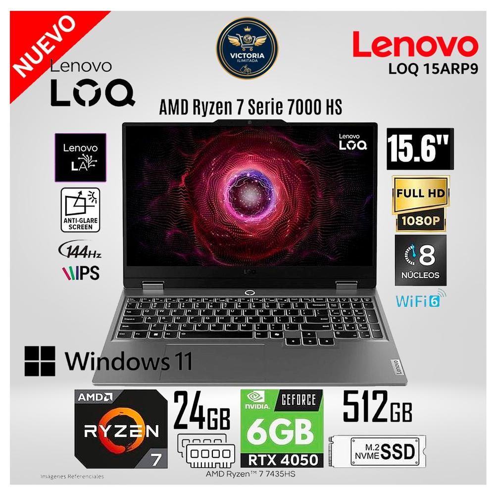 Laptop Gamer Lenovo LOQ AMD Ryzen 7 7435HS 24GB RAM 512GB SSD 15.6 FHD RTX4050-6GB 83JC008GLM