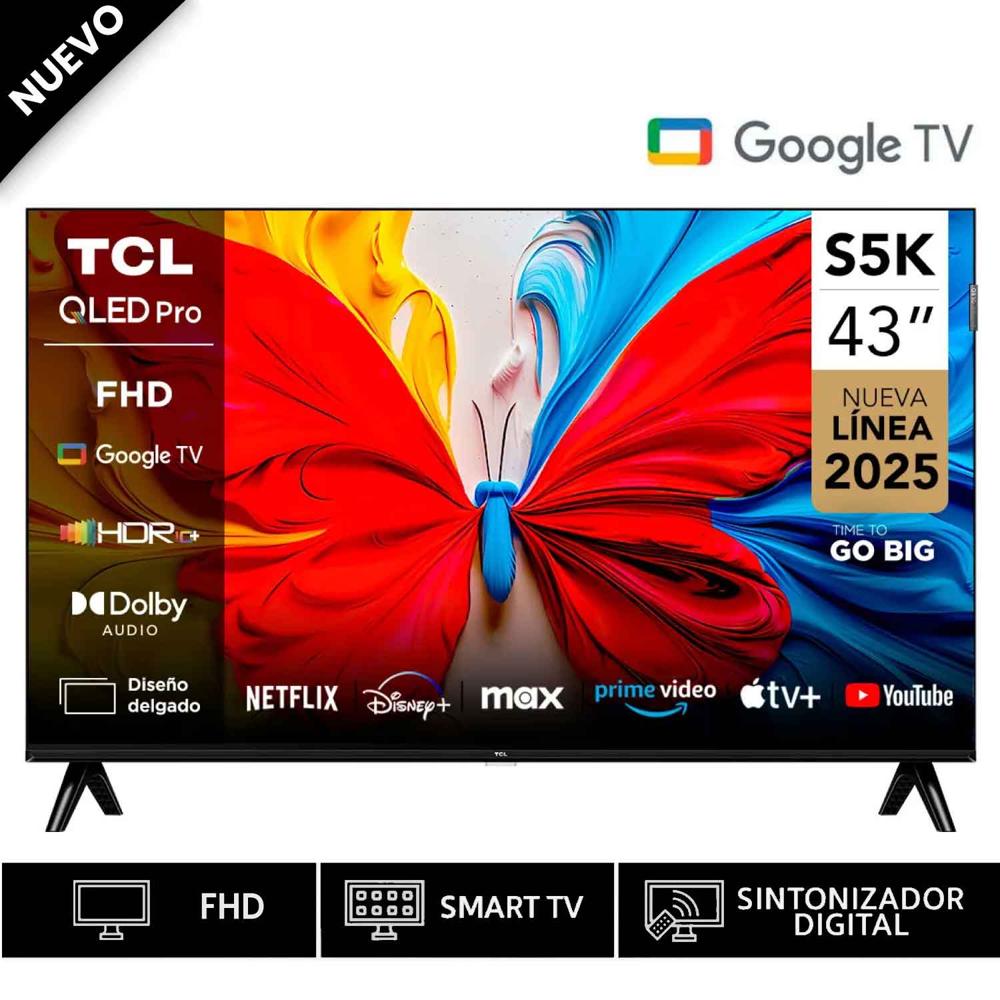 Televisor TCL QLED 43 Pulg Full HD Smart TV 43S5K Negro 2025